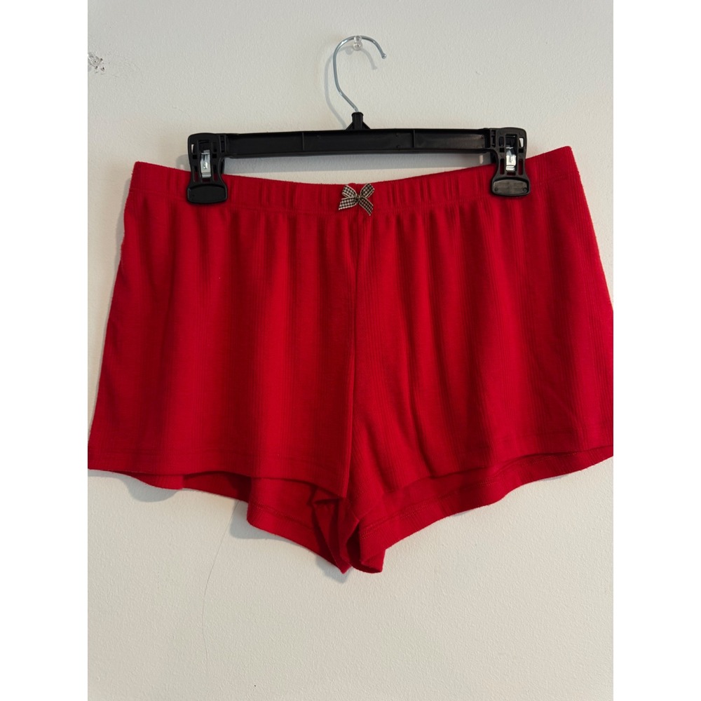 Wild Fable Ribbed Pajama Shorts Womens Medium Red Houndstooth Bow Lounge